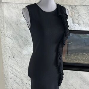 Black Ruffled John-Jenn  Cocktail Midi Dress